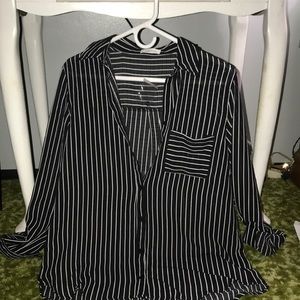 Semi-sheer Pin-stripped Button up